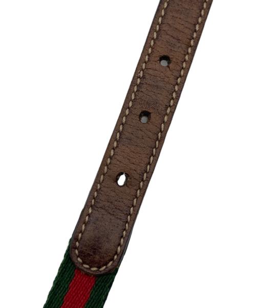GUCCI（グッチ）GUCCI (グッチ) GUCCI インターロッキングG レザーベルト ブラウン×グリーン×レッドの古着・服飾アイテム