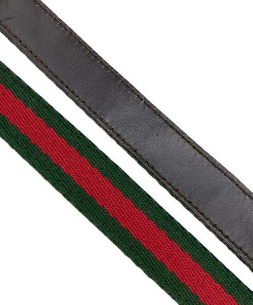 GUCCI（グッチ）GUCCI (グッチ) GUCCI インターロッキングG レザーベルト ブラウン×グリーン×レッドの古着・服飾アイテム