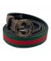GUCCI（グッチ）の古着「GUCCI インターロッキングG レザーベルト」｜ブラウン×グリーン×レッド