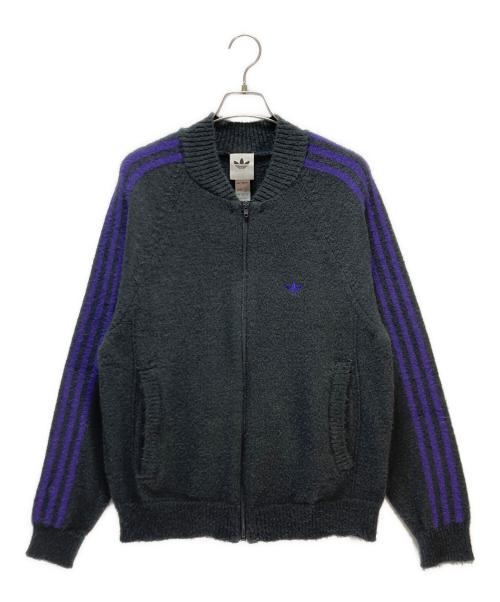 adidas（アディダス）adidas (アディダス) adidas SST トラックトップ ニット グレー×パープル サイズ:Mの古着・服飾アイテム