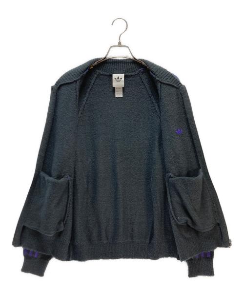 adidas（アディダス）adidas (アディダス) adidas SST トラックトップ ニット グレー×パープル サイズ:Mの古着・服飾アイテム