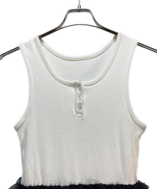 eimy istoire（エイミーイストワール）eimy istoire (エイミーイストワール) カットドッキングフリルチュールワンピース ブラック×ホワイト サイズ:Mの古着・服飾アイテム