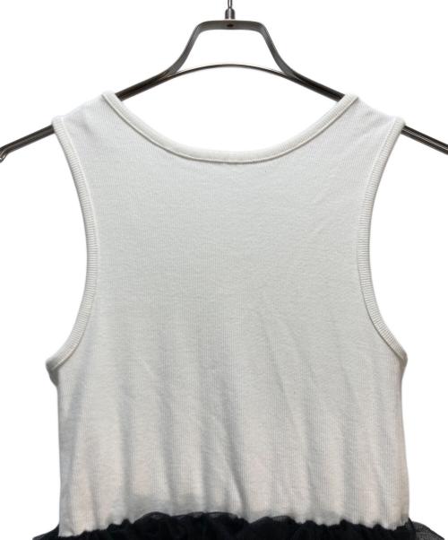 eimy istoire（エイミーイストワール）eimy istoire (エイミーイストワール) カットドッキングフリルチュールワンピース ブラック×ホワイト サイズ:Mの古着・服飾アイテム