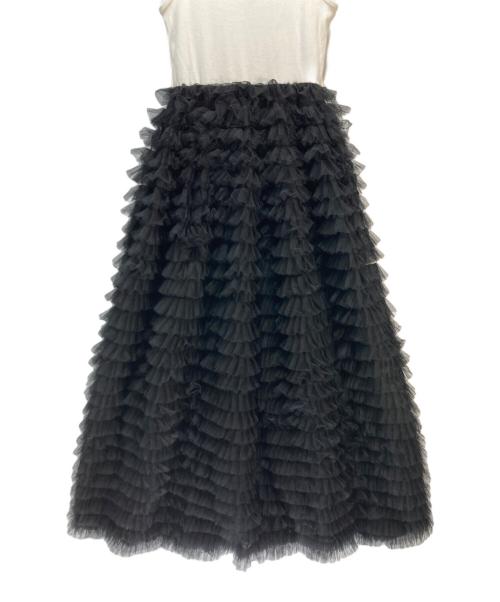 eimy istoire（エイミーイストワール）eimy istoire (エイミーイストワール) カットドッキングフリルチュールワンピース ブラック×ホワイト サイズ:Mの古着・服飾アイテム