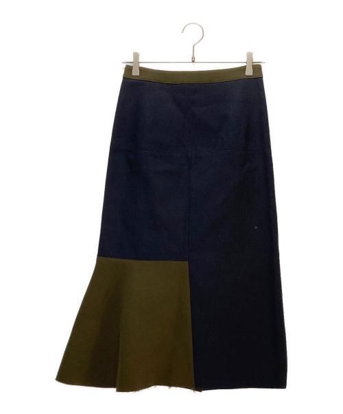 MARNI（マルニ）MARNI (マルニ) MARNI アシンメトリースカート オリーブ×ネイビー サイズ:38の古着・服飾アイテム