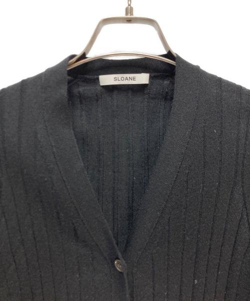SLOANE（スローン）SLOANE (スローン) 18Gワイドリブエクストラファインメリノウール×シルク Vネックカーディガン ブラック サイズ:1の古着・服飾アイテム