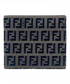 FENDIフェンディ）の古着「FENDI ズッカ柄 2つ折り財布」｜ネイビー×グレー