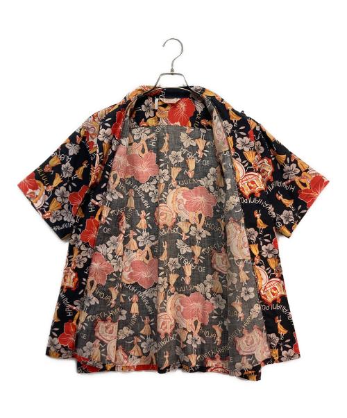 Sun Surf（サンサーフ）Sun Surf (サンサーフ) Sun Surf LOVELY HULA HANDS アロハシャツ ブラック×オレンジ サイズ:表記なしの古着・服飾アイテム