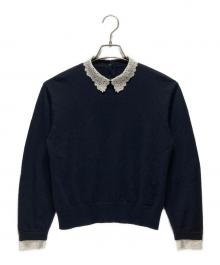 23区（ニジュウサンク）の古着「23区(ニジュウサンク) エンブロイダリー フラワーレースコンビニット」｜ブラック