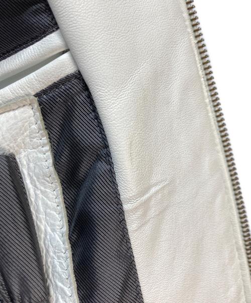 pellepelle（ペレペレ）pellepelle (ペレペレ) レザージャケット ホワイト×ブルー サイズ:46の古着・服飾アイテム