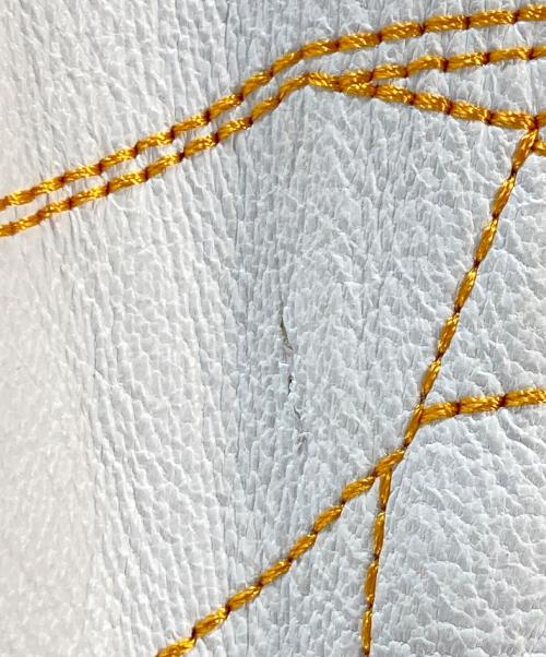 pellepelle（ペレペレ）pellepelle (ペレペレ) レザージャケット ホワイト×ブルー サイズ:46の古着・服飾アイテム