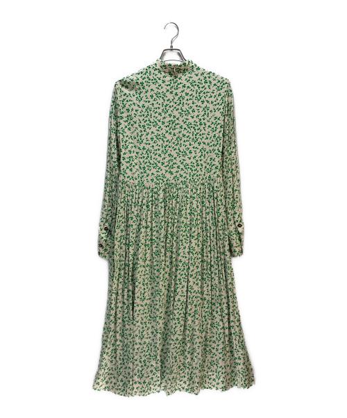 GANNI（ガニー）GANNI (ガニー) GANNI ミディワンピース ホワイト×グリーン サイズ:36の古着・服飾アイテム