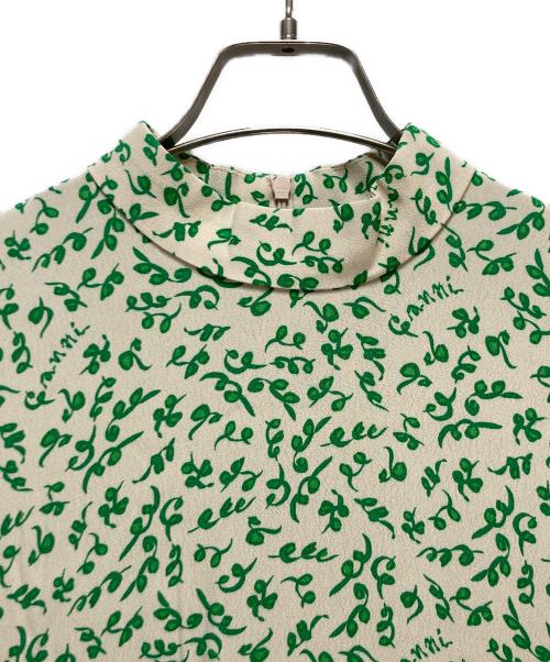 GANNI（ガニー）GANNI (ガニー) GANNI ミディワンピース ホワイト×グリーン サイズ:36の古着・服飾アイテム