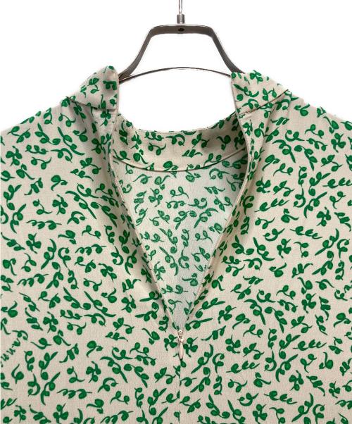 GANNI（ガニー）GANNI (ガニー) GANNI ミディワンピース ホワイト×グリーン サイズ:36の古着・服飾アイテム