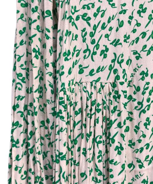 GANNI（ガニー）GANNI (ガニー) GANNI ミディワンピース ホワイト×グリーン サイズ:36の古着・服飾アイテム