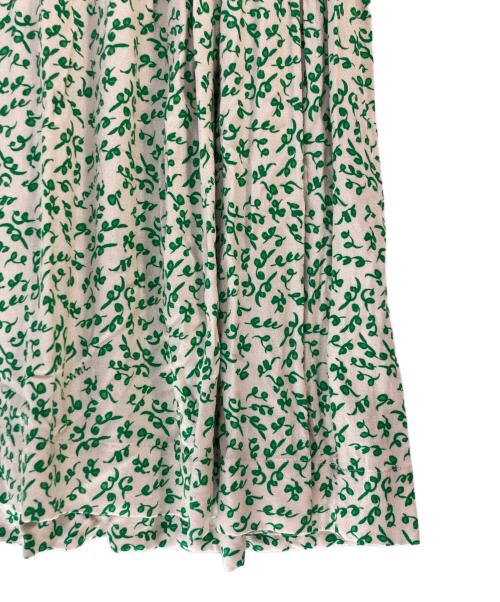 GANNI（ガニー）GANNI (ガニー) GANNI ミディワンピース ホワイト×グリーン サイズ:36の古着・服飾アイテム