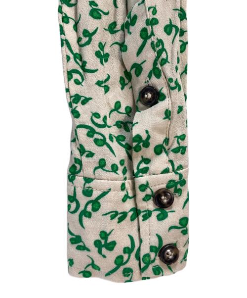 GANNI（ガニー）GANNI (ガニー) GANNI ミディワンピース ホワイト×グリーン サイズ:36の古着・服飾アイテム