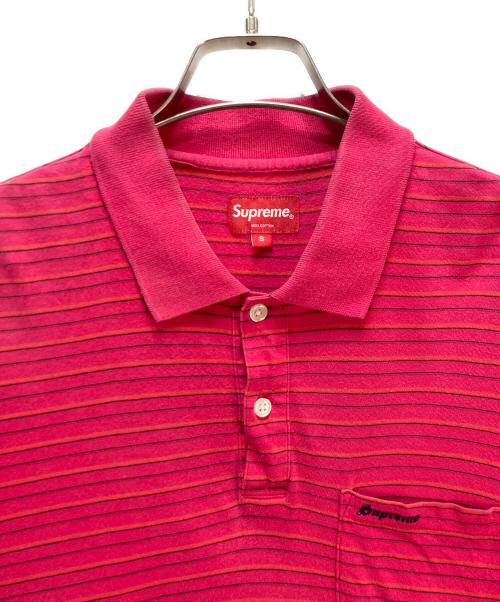 SUPREME（シュプリーム）SUPREME (シュプリーム) Supreme ボーダーポロシャツ ショッキングピンク サイズ:Sの古着・服飾アイテム