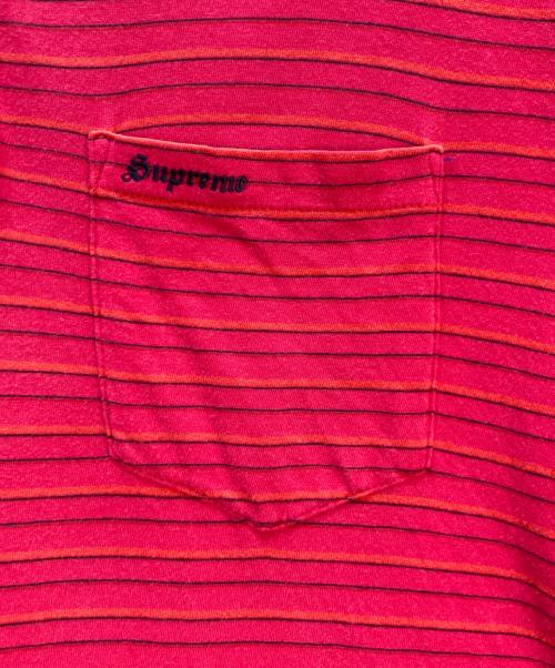 SUPREME（シュプリーム）SUPREME (シュプリーム) Supreme ボーダーポロシャツ ショッキングピンク サイズ:Sの古着・服飾アイテム