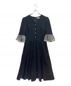 BORDERS at BALCONY 半袖コットンワンピース　紺 中古・古着通販】BORDERS at BALCONY (ボーダーズアットバルコニー