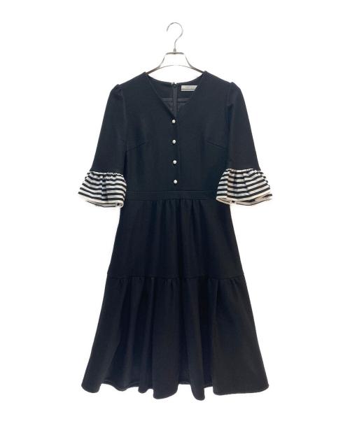 BORDERS at BALCONY（ボーダーズアットバルコニー）BORDERS at BALCONY (ボーダーズアットバルコニー) BORDERS at BALCONY ウールジャージドレス ブラック サイズ:38の古着・服飾アイテム