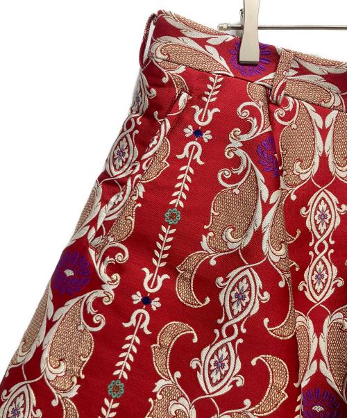 COMME des GARCONS HOMME PLUS（コムデギャルソンオムプリュス）COMME des GARCONS HOMME PLUS (コムデギャルソンオムプリュス) 総柄刺繍ワイドサルエルパンツ レッド サイズ:XLの古着・服飾アイテム