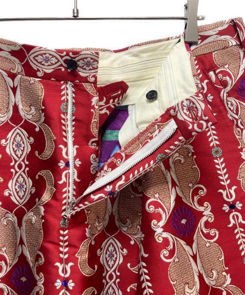 COMME des GARCONS HOMME PLUS（コムデギャルソンオムプリュス）COMME des GARCONS HOMME PLUS (コムデギャルソンオムプリュス) 総柄刺繍ワイドサルエルパンツ レッド サイズ:XLの古着・服飾アイテム