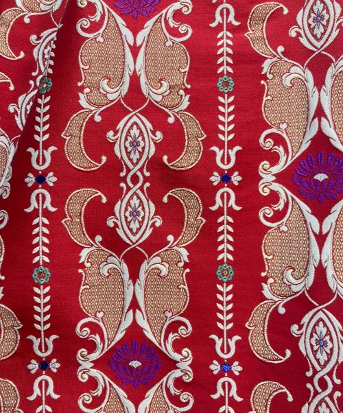 COMME des GARCONS HOMME PLUS（コムデギャルソンオムプリュス）COMME des GARCONS HOMME PLUS (コムデギャルソンオムプリュス) 総柄刺繍ワイドサルエルパンツ レッド サイズ:XLの古着・服飾アイテム