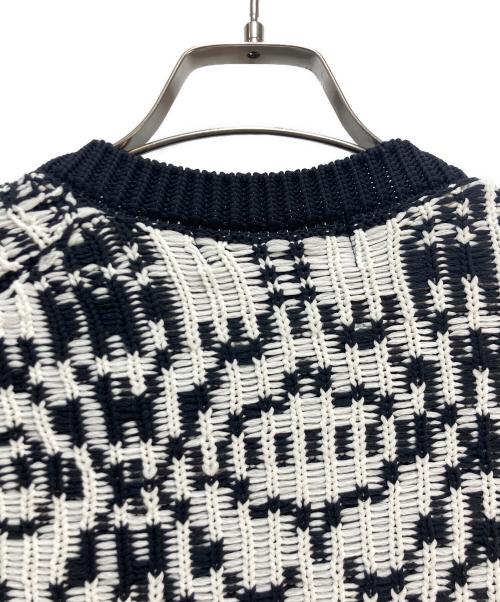 COMME des GARCONS HOMME PLUS（コムデギャルソンオムプリュス）COMME des GARCONS HOMME PLUS (コムデギャルソンオムプリュス)  spiral knit pullover 螺旋ニット プルオーバー ホワイト×ブラック サイズ:Lの古着・服飾アイテム