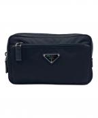 PRADAプラダ）の古着「PRADA Re-Nylon xサフィアーノレザー ベルトバッグ」｜ブラック