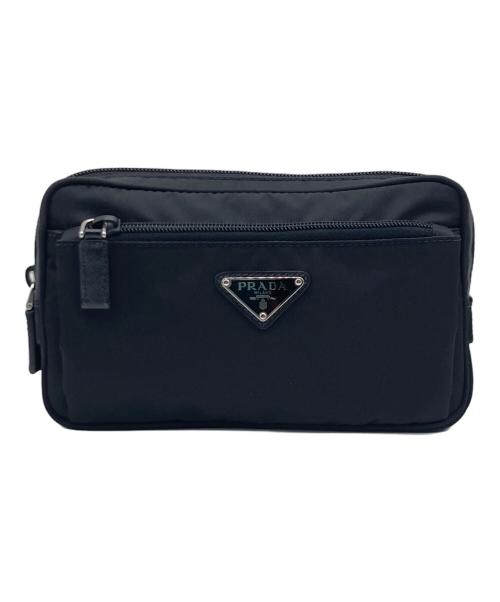 PRADA（プラダ）PRADA (プラダ) PRADA Re-Nylon xサフィアーノレザー ベルトバッグ ブラックの古着・服飾アイテム