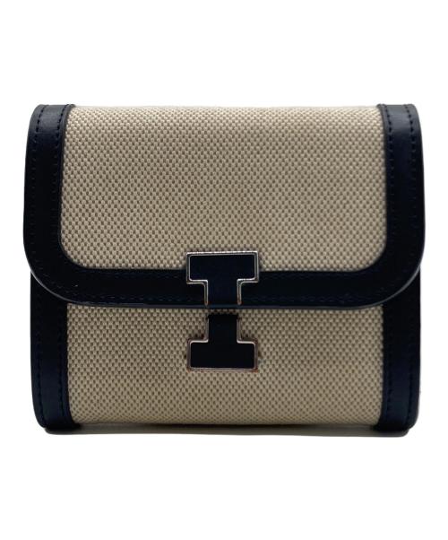 IACUCCI（イアクッチ）IACUCCI (イアクッチ) IACUCCI （イアクッチ）3つ折り財布 ベージュ×ブラックの古着・服飾アイテム
