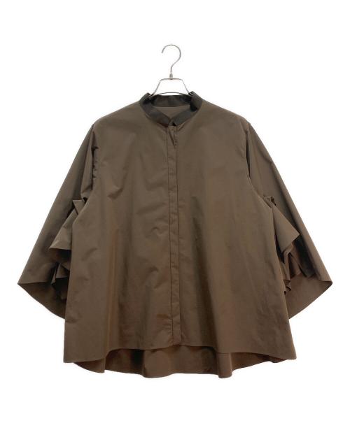 LE PHIL（ル フィル）LE PHIL (ル フィル) ラッフルスリーブブロードブラウス ブラウン サイズ:Fの古着・服飾アイテム