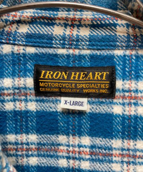 IRON HEART（アイアンハート）IRON HEART (アイアンハート) チェックシャツ ブルー×ホワイト サイズ:XLの古着・服飾アイテム