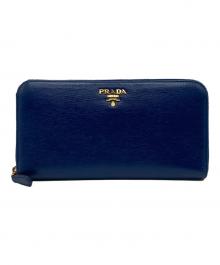 PRADA（プラダ）の古着「PRADA サフィアーノ 長財布」｜ネイビー