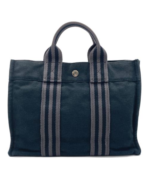 HERMES（エルメス）HERMES (エルメス) HERMES フールトゥ PM トートバッグ ブラック×グレーの古着・服飾アイテム