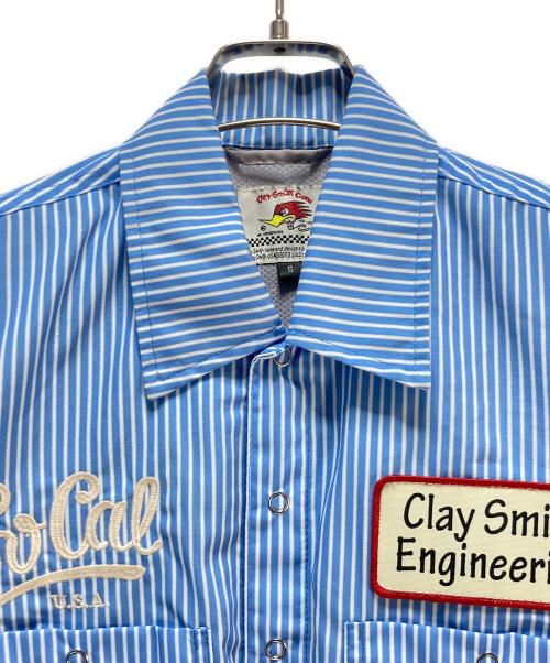 CLAY SMITH（クレイスミス）CLAY SMITH (クレイスミス) LOBOR シャツジャケット ブルー×ホワイト サイズ:Sの古着・服飾アイテム