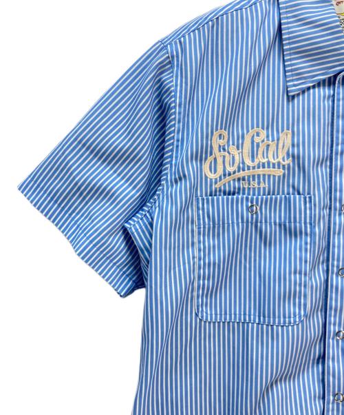 CLAY SMITH（クレイスミス）CLAY SMITH (クレイスミス) LOBOR シャツジャケット ブルー×ホワイト サイズ:Sの古着・服飾アイテム