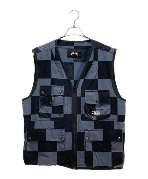 stussy（ステューシー）stussy (ステューシー) stussy ユーティリティベスト ブルー×ネイビー サイズ:Lの古着・服飾アイテム