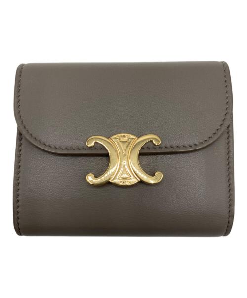 CELINE（セリーヌ）CELINE (セリーヌ) トリオンフ スモールフラップウォレット グレーの古着・服飾アイテム