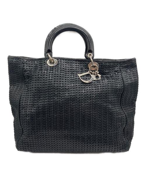 Christian Dior（クリスチャン ディオール）Christian Dior (クリスチャン ディオール) Christian Dior（クリスチャンディオール）レザーメッシュハンドバッグ ブラックの古着・服飾アイテム