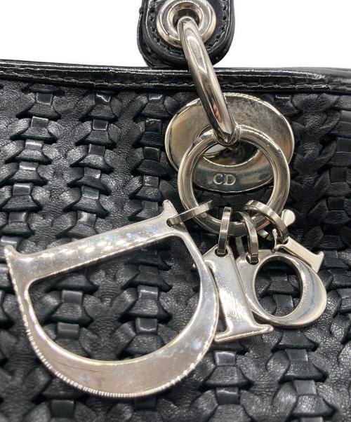 Christian Dior（クリスチャン ディオール）Christian Dior (クリスチャン ディオール) Christian Dior（クリスチャンディオール）レザーメッシュハンドバッグ ブラックの古着・服飾アイテム