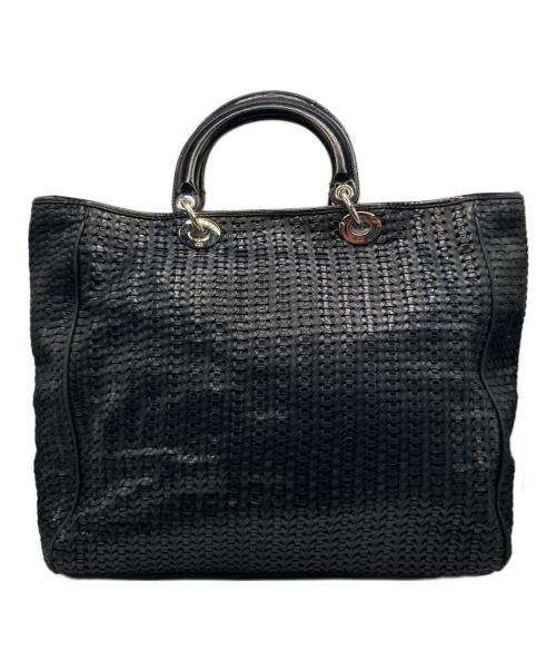 Christian Dior（クリスチャン ディオール）Christian Dior (クリスチャン ディオール) Christian Dior（クリスチャンディオール）レザーメッシュハンドバッグ ブラックの古着・服飾アイテム