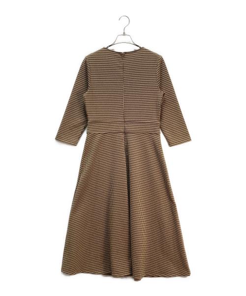 LAUREN RALPH LAUREN（ローレン ラルフ ローレン）LAUREN RALPH LAUREN (ローレン ラルフ ローレン) 千鳥格子柄 カシュクールワンピース カーキ×ブラウン サイズ:Mの古着・服飾アイテム