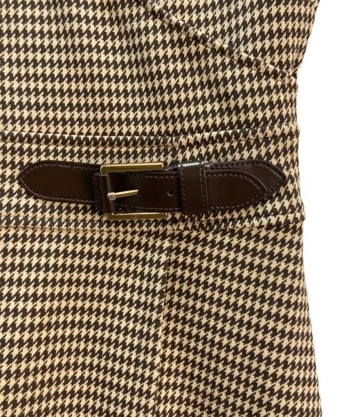 LAUREN RALPH LAUREN（ローレン ラルフ ローレン）LAUREN RALPH LAUREN (ローレン ラルフ ローレン) 千鳥格子柄 カシュクールワンピース カーキ×ブラウン サイズ:Mの古着・服飾アイテム