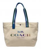 COACHコーチ）の古着「COACH キャンバス トートバッグ」｜アイボリー×ネイビー