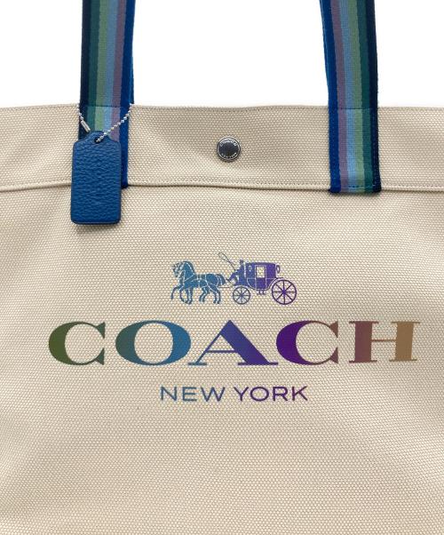 COACH（コーチ）COACH (コーチ) COACH キャンバス トートバッグ アイボリー×ネイビーの古着・服飾アイテム