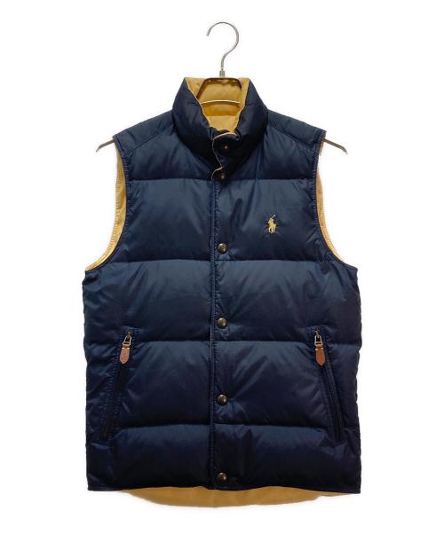 POLO RALPH LAUREN（ポロ・ラルフローレン）POLO RALPH LAUREN (ポロ・ラルフローレン) POLO RALPH LAUREN リバーシブル ダウンベスト ネイビー×イエロー サイズ:XSの古着・服飾アイテム