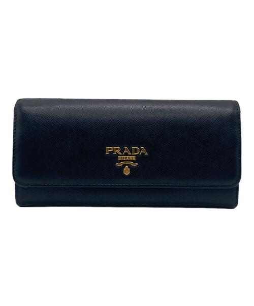 PRADA（プラダ）PRADA (プラダ) サフィアーノ マルチカラー 長財布 ブラック×ピンクの古着・服飾アイテム