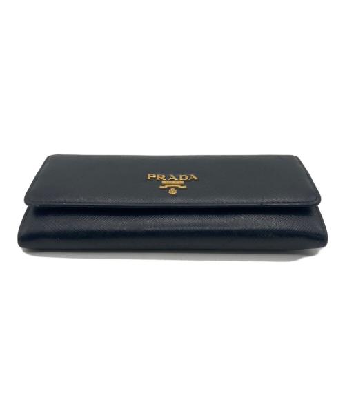 PRADA（プラダ）PRADA (プラダ) サフィアーノ マルチカラー 長財布 ブラック×ピンクの古着・服飾アイテム